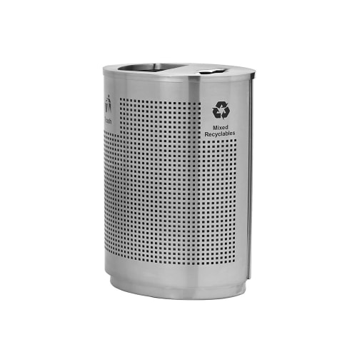 Commercial Zone Precision Series 40 Gallon Imprinted Trash and Recycling Container, Stainless Steel